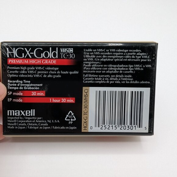 Maxell TC-30 VHS-C Premium High Grade HGX-Gold Camcorder Tape - NEW & SEALED - Picture 2 of 2